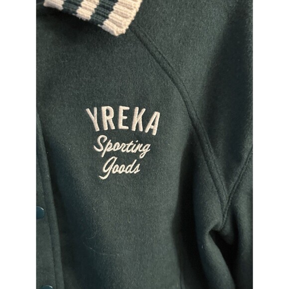 Levi’s Gold Tab Shrunken Varsity Jacket Women’s‎ Size M Wool Cropped Green Warm - Picture 5 of 11